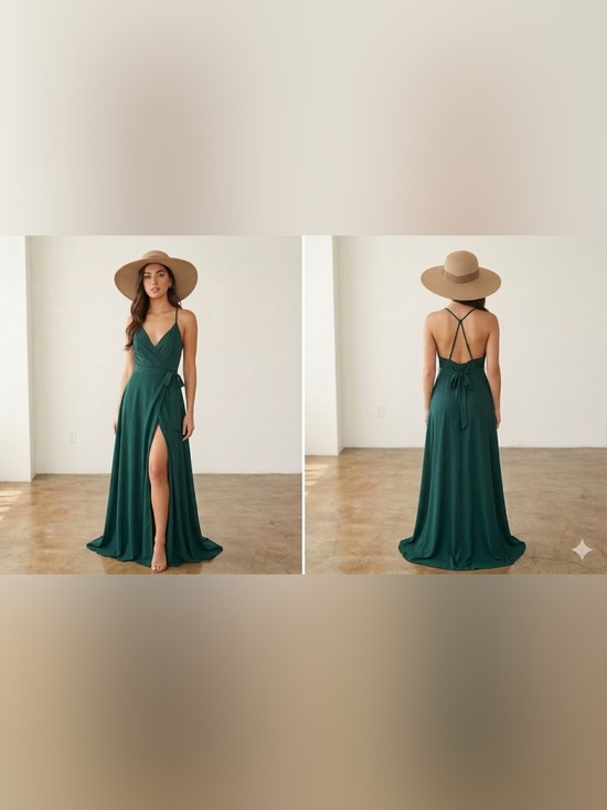 Forever 21 Dresses & Skirts - Forever 21 Dark Green Maxi Wrap Dress with Slit Size M